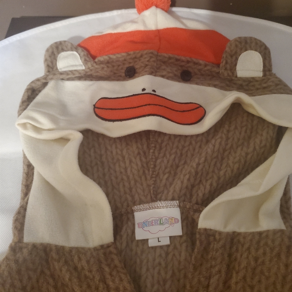 Sock Monkey Hoodie- Juniors Large